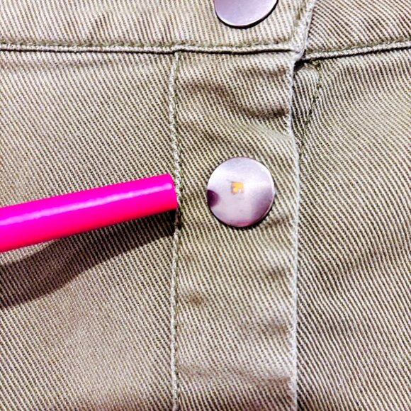 REBEL ROGUE Khaki Denim Mini Skirt Button Front | Medium * - Picture 6 of 6